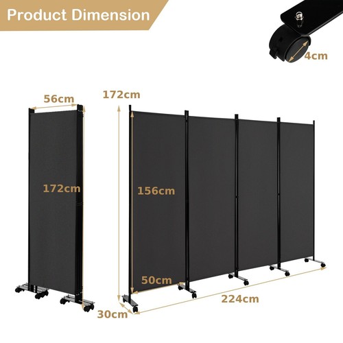 Rolling panel room - 4-panel, divider