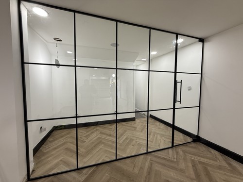 Glass partition installation - glass,